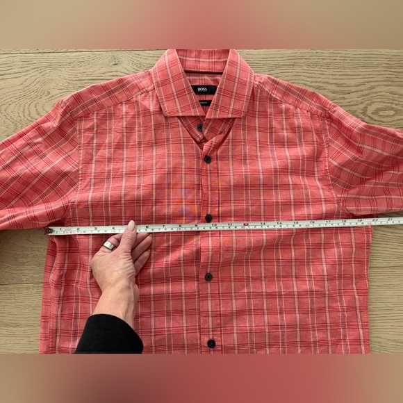 Men’s Hugo Boss Slim Long Sleeve Plaid Button Down Shirt Size Medium - Picture 10 of 11